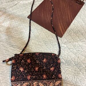 Vintage Vera Bradley Black and Brown Floral Crossbody